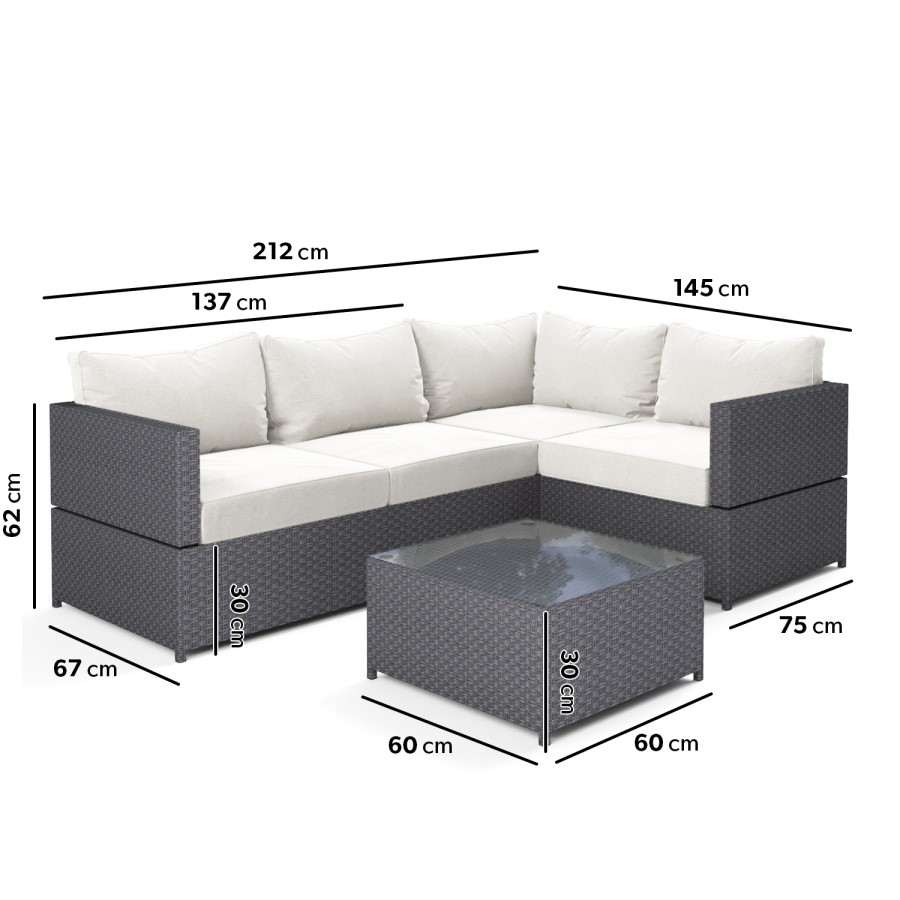 Black Rattan Garden Corner Sofa Set  - Fortrose
