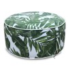 Outdoor Portable Pouffe in Green &amp; White Leaf Print - Inflatable  - Fortrose