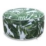 Outdoor Portable Pouffe in Green & White Leaf Print - Inflatable  - Fortrose