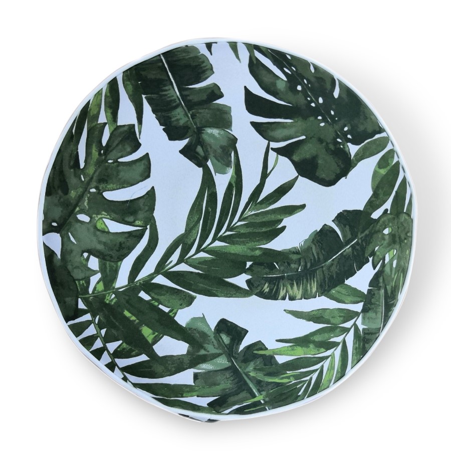 GRADE A1 - Outdoor Pouffe in Green & White Leaf Print - Inflatable