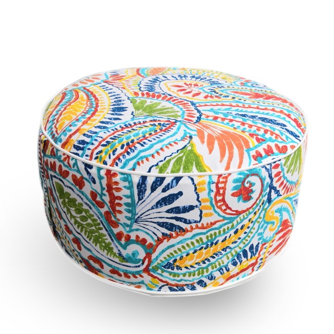 Outdoor Portable Pouffe with Multi Paisley Print - Inflatable  - Fortrose