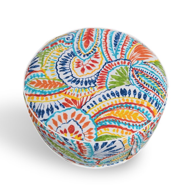 Outdoor Portable Pouffe with Multi Paisley Print - Inflatable  - Fortrose