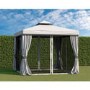 3x3m Grey Gazebo with Curtains and  Mosquito Net  - Fortrose