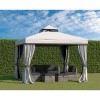 3x3m Grey Gazebo with Curtains and  Mosquito Net  - Fortrose
