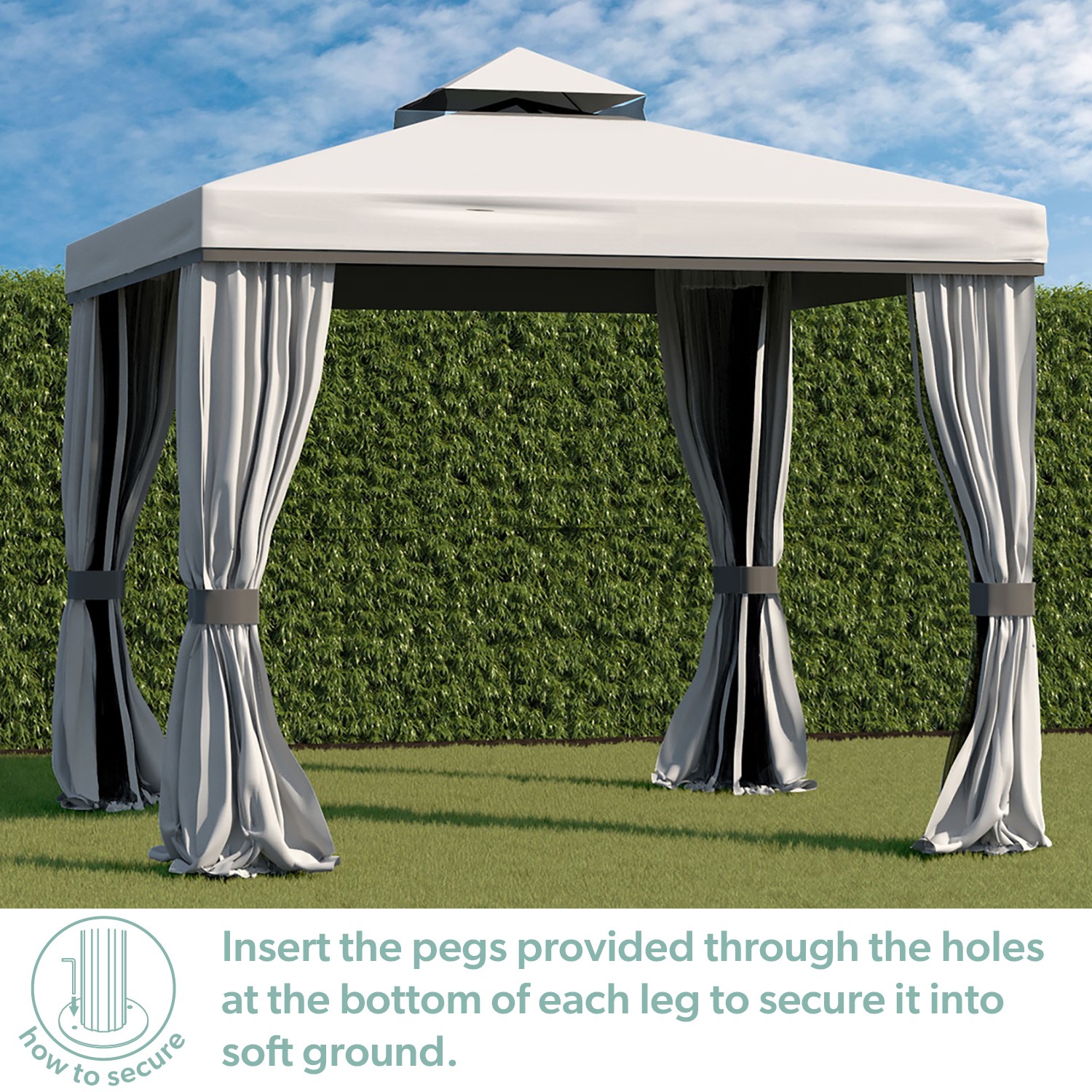 3x3m grey gazebo with curtains and mosquito net furniture123
