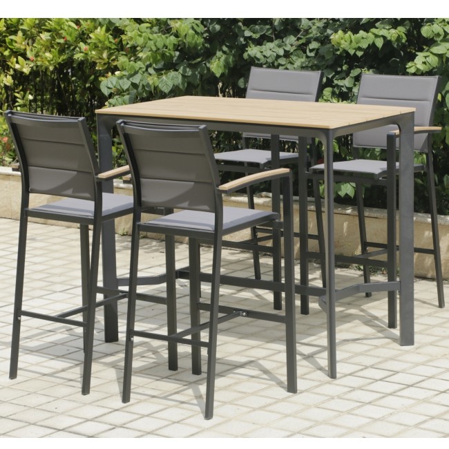 Black Outdoor Bar Set with 4 Bar Stools - Como