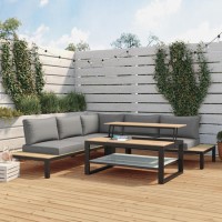 Grey Garden Corner Sofa Set with Lift-up Coffee Table - Como