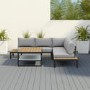 Grey Garden Corner Sofa Set with Adjustable Table - Como