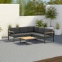 GRADE A1 - Grey Metal Garden Corner Sofa Set with Table - Como