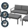 GRADE A2 - Grey Metal Outdoor Sofa Chairs and Table Set
