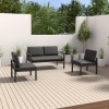 GRADE A1 - Grey Metal Outdoor Sofa Chairs and Table Set