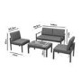 GRADE A2 - Grey Metal Outdoor Sofa Chairs and Table Set