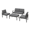 GRADE A1 - Grey Metal Outdoor Sofa Chairs and Table Set