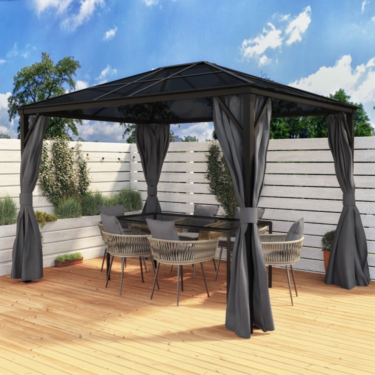 3x4m Grey Polycarbonate Roof Gazebo - Fortrose