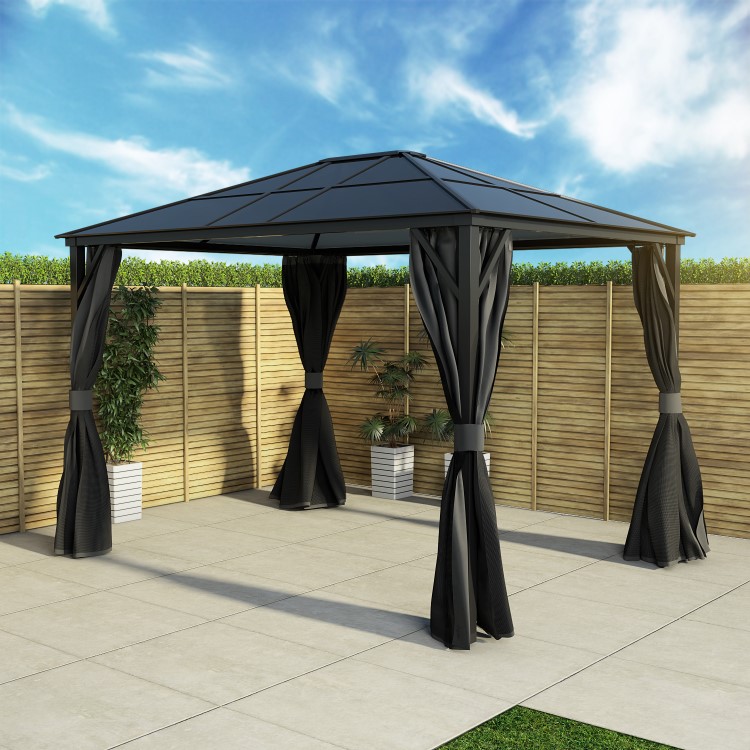 3x4m Grey Polycarbonate Roof Gazebo - Fortrose