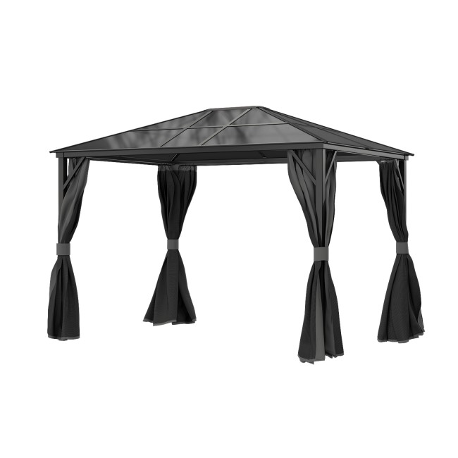 ONLY OPENED - 3x4m Grey Polycarbonate Roof Gazebo - Como Outdoor