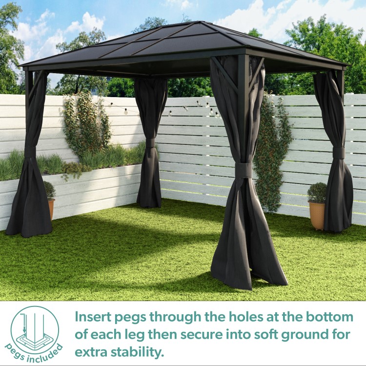 3x4m Grey Polycarbonate Roof Gazebo - Fortrose