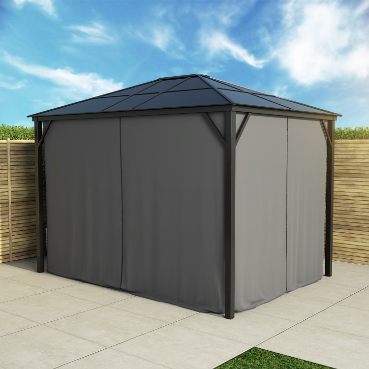 3x4m Grey Polycarbonate Roof Gazebo - Fortrose