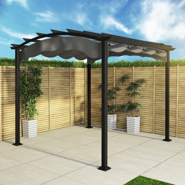 Outdoor 3x3m Aluminium Pergola with Retractable Canopy Roof  - Fortrose