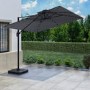 GRADE A2 - 3x3m Square Cantilever Garden Parasol with Solar Lights - Base and Cover Included