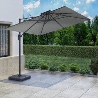 ONLY OPENED - 3x3m Grey Square Cantilever Parasol with Base and Cover Included - Aspen Outdoor ONLY OPENED - 3x3m Grey Square Cantilever Parasol with Base and Cover Included - Aspen Outdoor