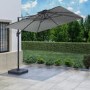 ONLY OPENED - 3x3m Grey Square Cantilever Parasol with Base and Cover Included - Aspen Outdoor