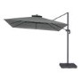 ONLY OPENED - 3x3m Grey Square Cantilever Parasol with Base and Cover Included - Aspen Outdoor
