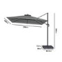 ONLY OPENED - 3x3m Grey Square Cantilever Parasol with Base and Cover Included - Aspen Outdoor