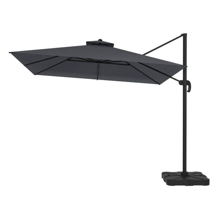 3x3m Dark Grey Square Cantilever Parasol with Base & Cover   - Como