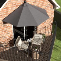 GRADE A2 - Dark Grey Half Parasol with Weighted Base and Cover Included - 2.6m x 1.3m - Fortrose