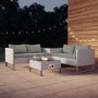 GRADE A1 - Grey Rattan Garden Corner Sofa Set with Storage and Fire Pit Table
