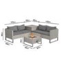 GRADE A1 - Grey Rattan Garden Corner Sofa Set with Storage and Fire Pit Table