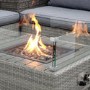 4 Seater Grey Rattan Garden Corner Sofa Set with Storage and Fire Pit Table