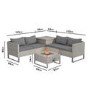 4 Seater Grey Rattan Garden Corner Sofa Set with Storage and Fire Pit Table