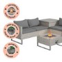 4 Seater Grey Rattan Garden Corner Sofa Set with Storage and Fire Pit Table