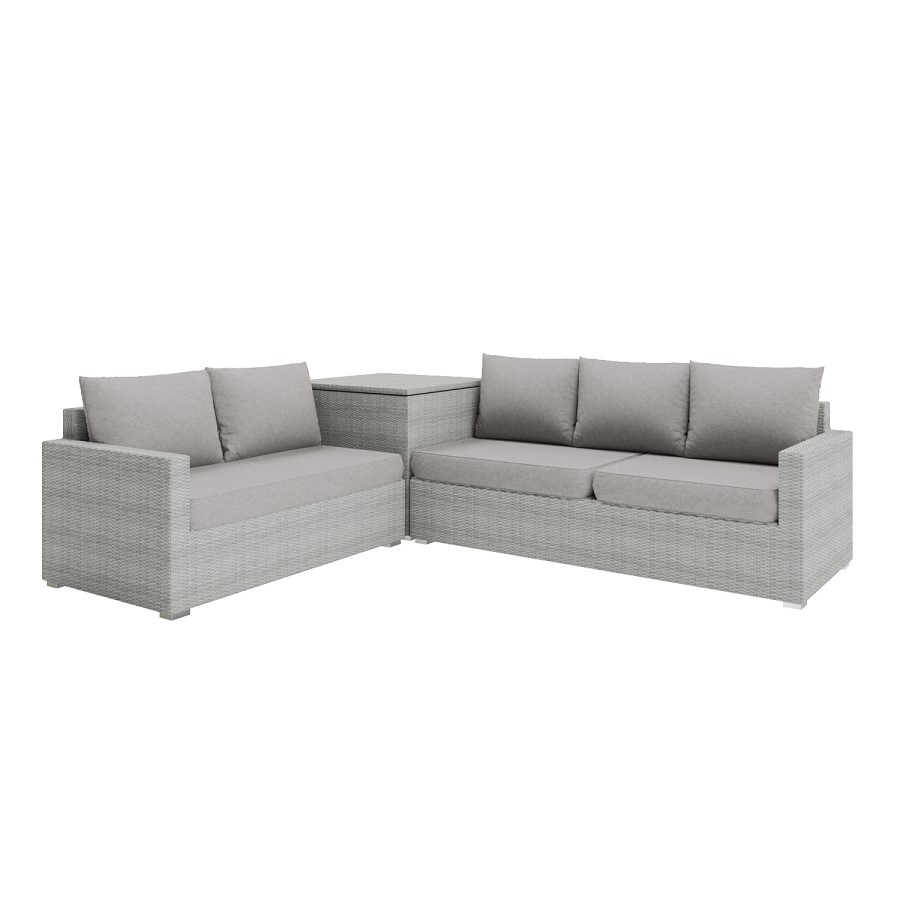 8 Seater Grey Rattan Garden Corner Dining Sofa Set with Height Adjustable Table -  Fortrose