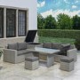 Fortrose Corner Rattan Garden Sofa Set with Storage and Lounger - Grey