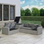 Fortrose Corner Rattan Garden Sofa Set with Storage and Lounger - Grey