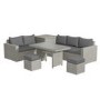 Fortrose Corner Rattan Garden Sofa Set with Storage and Lounger - Grey