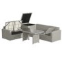 Fortrose Corner Rattan Garden Sofa Set with Storage and Lounger - Grey