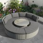 Grey Round Garden Sofa Set With Day Bed and Cool Box Seats - Como