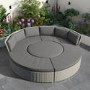 Grey Round Garden Sofa Set With Day Bed and Cool Box Seats - Como