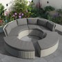 Grey Round Garden Sofa Set With Day Bed and Cool Box Seats - Como