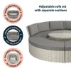 Grey Round Garden Sofa Set With Day Bed and Cool Box Seats - Como