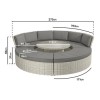 Grey Round Garden Sofa Set With Day Bed and Cool Box Seats - Como