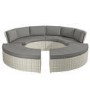 Grey Round Garden Sofa Set With Day Bed and Cool Box Seats - Como