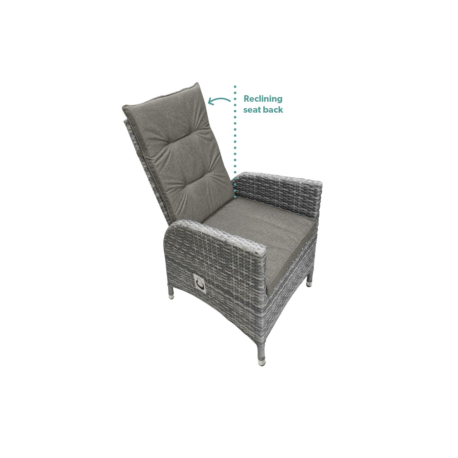 Grey 6 Seater Rattan Reclining Garden Dining Set with Fire Pit Table