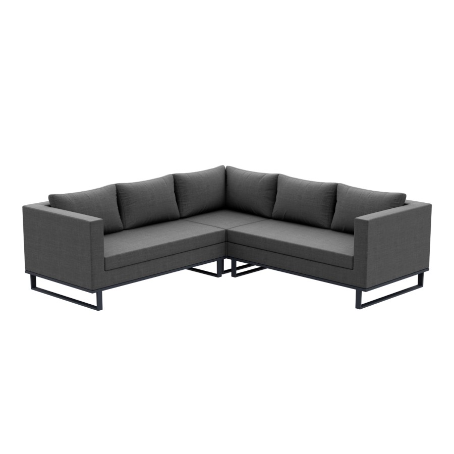 5 seater Grey Outdoor Garden Waterproof Fabric Corner Sofa Chair and Table Set - Como