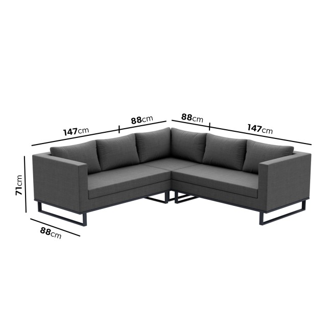 5 seater Grey Outdoor Garden Waterproof Fabric Corner Sofa Chair and Table Set - Como