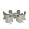 6 Seater Grey Round Rattan Garden Dining Set with Table and Chairs - Aspen